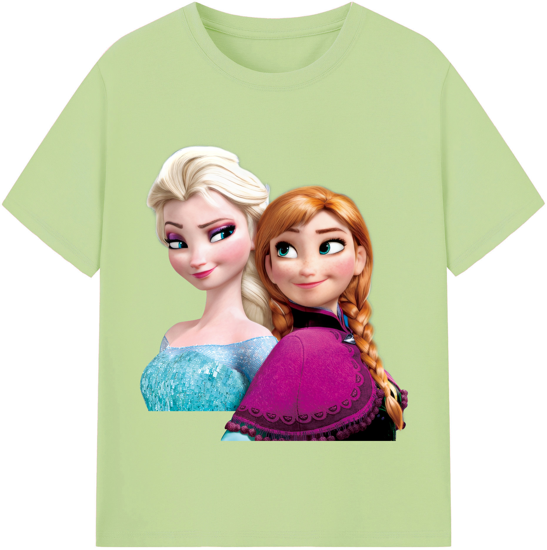 （画像用） アナと雪の女王 アンナ エルサ Frozen Anna Elsa 綿100％半袖Tシャツ（フロントプリント）